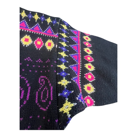 Vintage Meister Sweater Womens Medium Black Wool Blend Embroidered Deadstock 90s - Picture 6 of 9